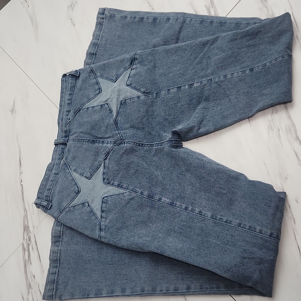 NWOT Back Star Patchwork Flare Jeans Skinny Bell Bottom Raw Hem Denim Pants